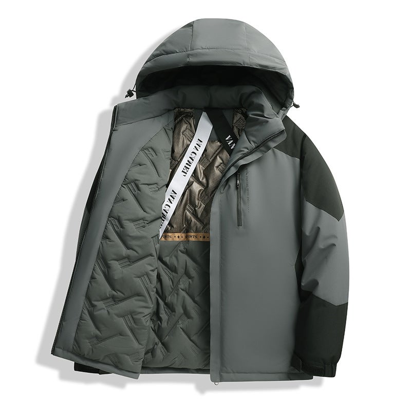 Couple'S Cotton-Padded Coat Graphene Self-Heating Cotton-Padded Coat Men'S Coat Cotton-Padded Coat Loose Collar Color Matching Thickened Overalls Cotton-Padded Coat - Image 2